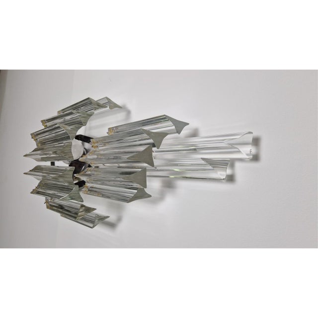 Silver Triedro Wall Light in Murano Glass from Venini, 1960s For Sale - Image 8 of 15