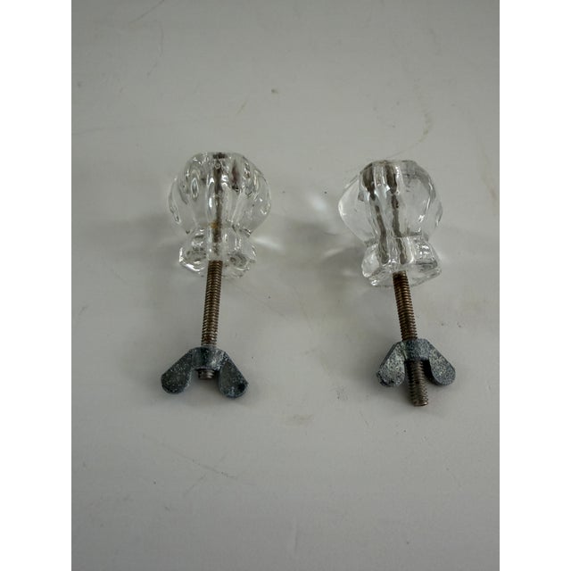 American Pair of Vintage Clear Glass Cabinet Knobs, 1930s–1940s For Sale - Image 3 of 10