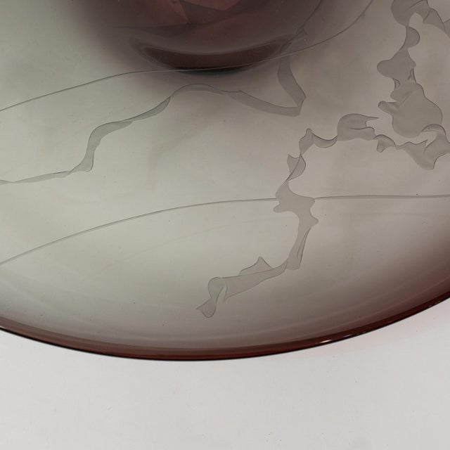 Vandenlaan & Bliss Signed Etched Studio Glass Centerpiece Bowl For Sale - Image 4 of 8