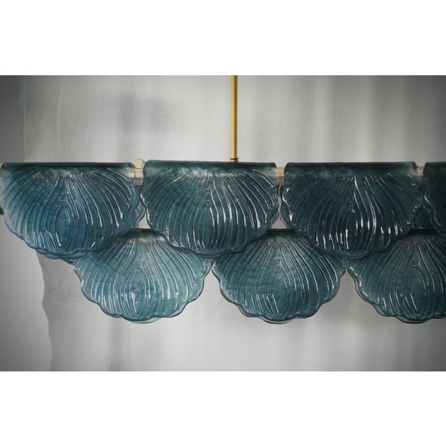 Art Deco Style Rectangular Octane Murano Glass and Brass Chandelier, 2000 For Sale - Image 10 of 11