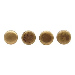 Mid 20th Century Set of 1 In. Plain Round Brass Screw Back Cabinet Drawer Knobs For Sale
