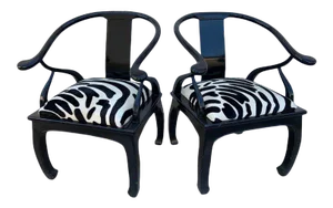 Hollywood Regency James Mont Style Horseshoe Frame Chairs Newly Reupholstered in Cowhide- Pair