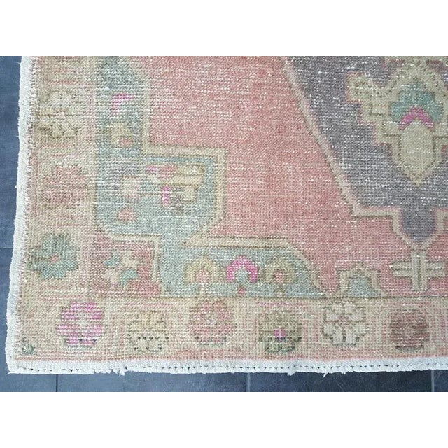 1960s Vintage Turkish Handmade Rug-4’3’x8’5" For Sale - Image 4 of 11