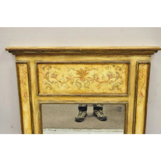 Hollywood Regency Contemporary Shabby and Chic Italian Tuscan Distress Painted Trumeau Wall Mirror For Sale - Image 3 of 10