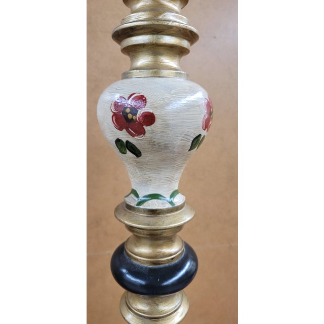 Late 20th Century German Hand-Painted and Decorated Wood Pillar Candlestick For Sale In Washington DC - Image 6 of 9