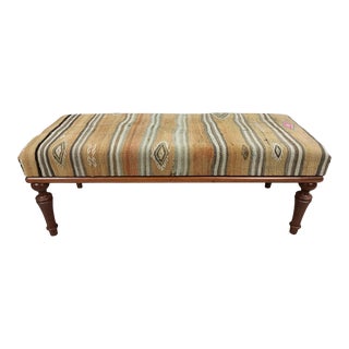 Kilim Rug Upholstered Ottoman Bench For Sale