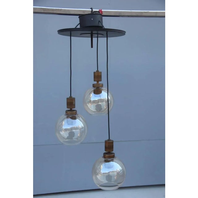 Metal Mid-Century Murano Glass Chandelier For Sale - Image 7 of 9