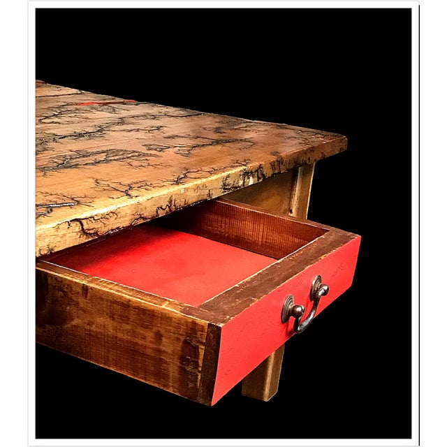 Rustic Lichtenberg Fractal Vintage Solid Oak Coffee Table Chairish