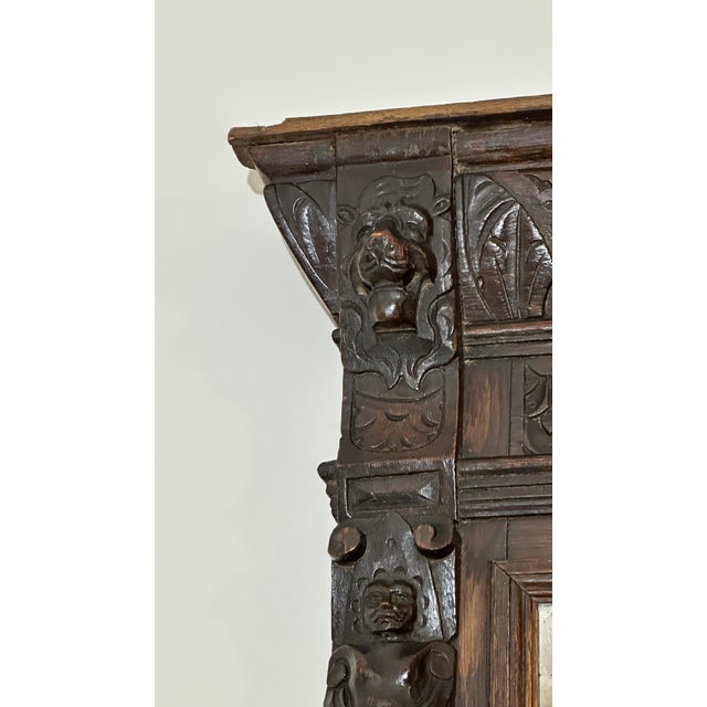 Silver 19th Century Renaissance Revival Hand-Carved Walnut Wall Mirror With Original Foxed Glass For Sale - Image 8 of 12