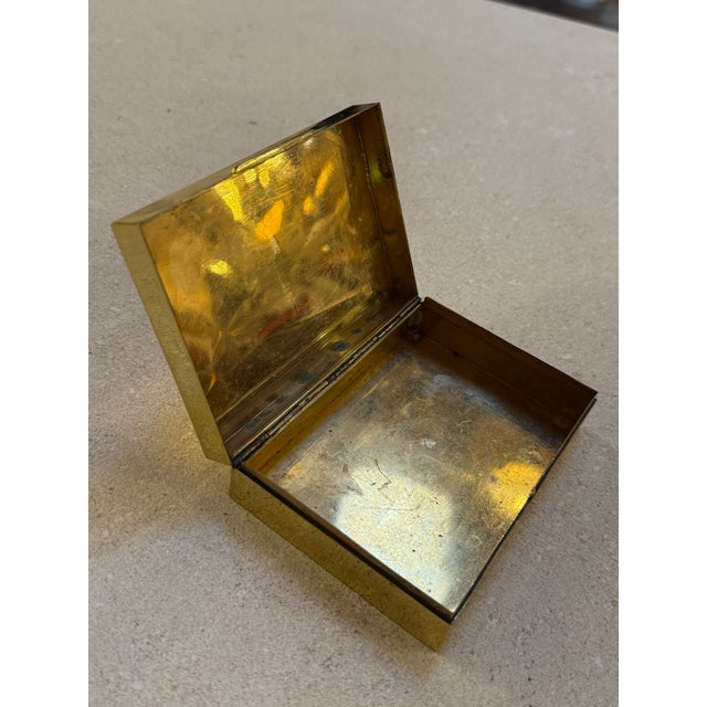 Mid-Century Italian Hammered Brass Box With Sliding Lid For Sale - Image 4 of 6