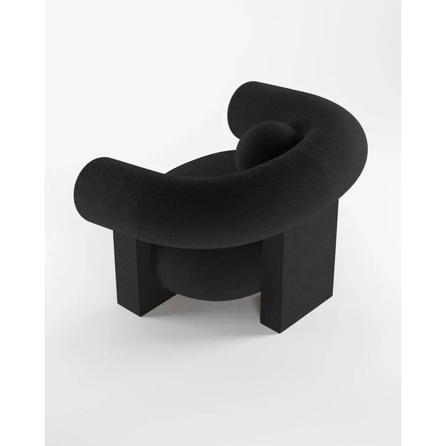 Contemporary Cassete Armchair in Boucle Black by Alter Ego for Collector For Sale - Image 3 of 5
