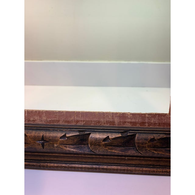 Vintage Carved Wood Picture Frame With Linen Liner For Sale - Image 9 of 18