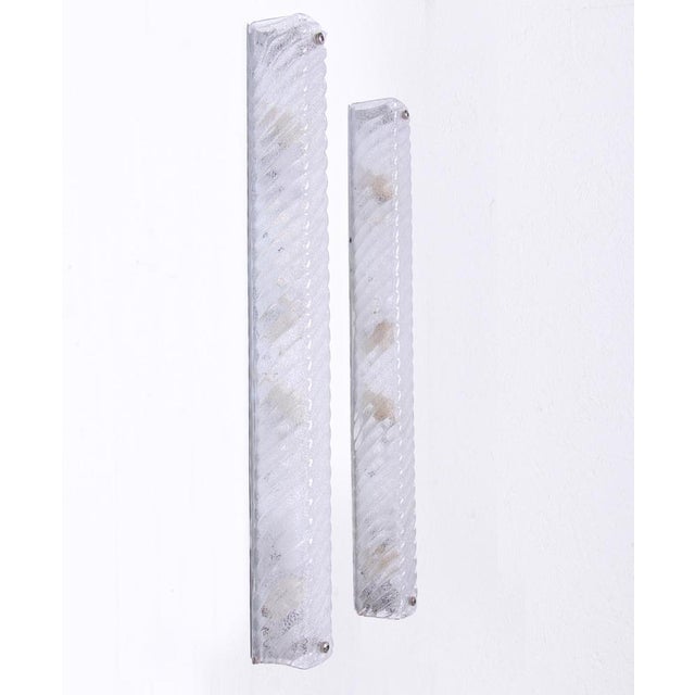 Large Frosted Murano Glass Mirror Wall Sconces from Eglo, Austria, 1960, Set of 2 For Sale - Image 4 of 11