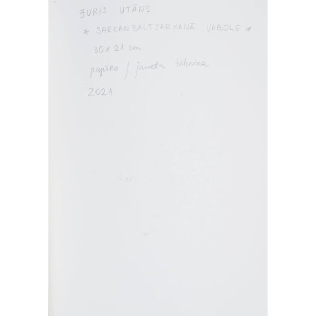 Juris Utans, White-Red Beetle, 2021, Mixed Media on Paper, in Very Good conditions. Designed from 2000 I have official...
