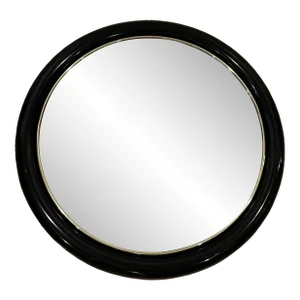 Large Art Deco Style Black Lacquer Lady Mirror Attributes to David Marshall
