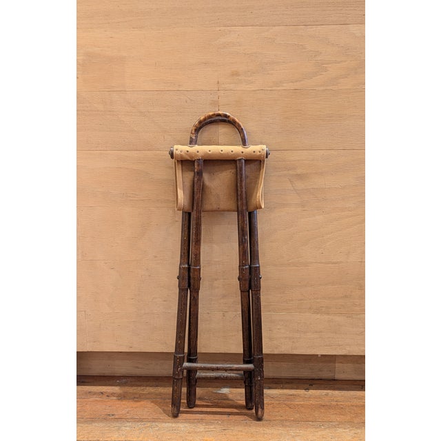 Late 19th Century Edwardian English Canvas Folding Shooting Stool For Sale - Image 5 of 6