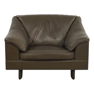 Vintage Poltrana Frau Brown Leather Lounge Chair For Sale