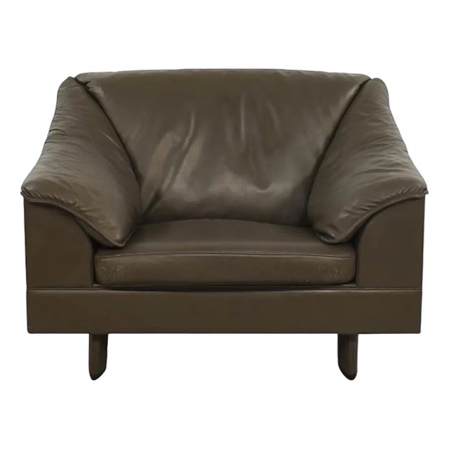 Vintage Poltrana Frau Brown Leather Lounge Chair For Sale