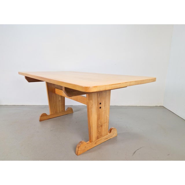 Vintage Danish Dining Room Trestle Table in Elm, 1960 For Sale - Image 9 of 9