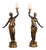 Late 20th Century Neoclassical Style Pair Of Bronze Figural Torchere Floor Lamps For Sale