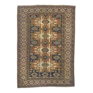 Antique Caucasian Lezgi Rug 3’8" X 5’3" For Sale