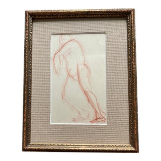 1930’s Vintage Abstract Male Nude Sepia Drawing For Sale