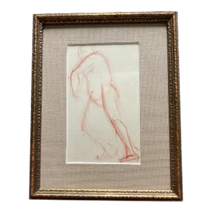 1930’s Vintage Abstract Male Nude Sepia Drawing