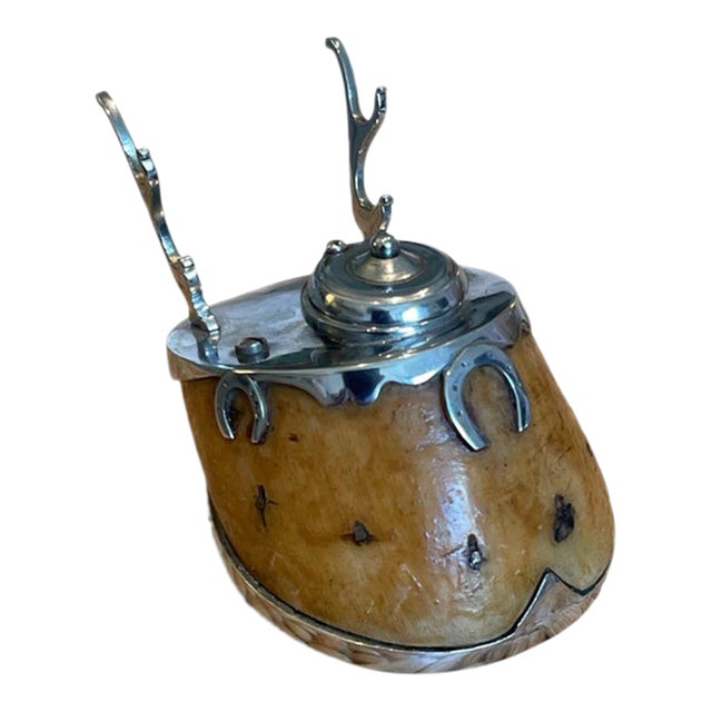 Late Victorian English Silver-Plated Mounted Horse Hoof Inkwell by Rowland Ward For Sale