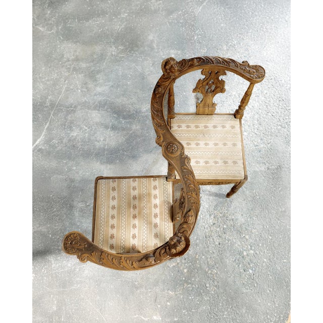 French Provincial 19th Century Double Corner Chair For Sale - Image 3 of 14