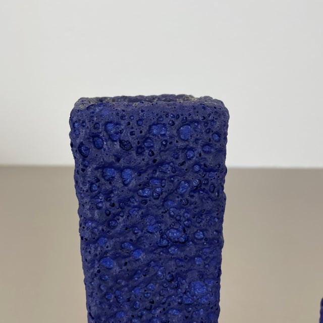 Abstract Colorful Pottery Blue Vase attributed to Silberdistel, W. Germany, 1970s For Sale - Image 4 of 18