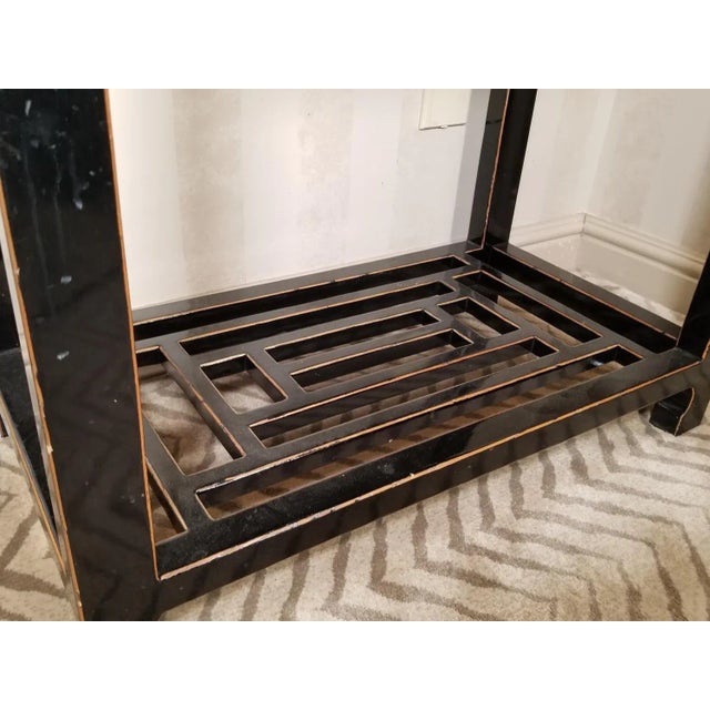 Late 20th Century Vintage Ming Black Lacquer Two-Drawer Console Table For Sale - Image 5 of 6