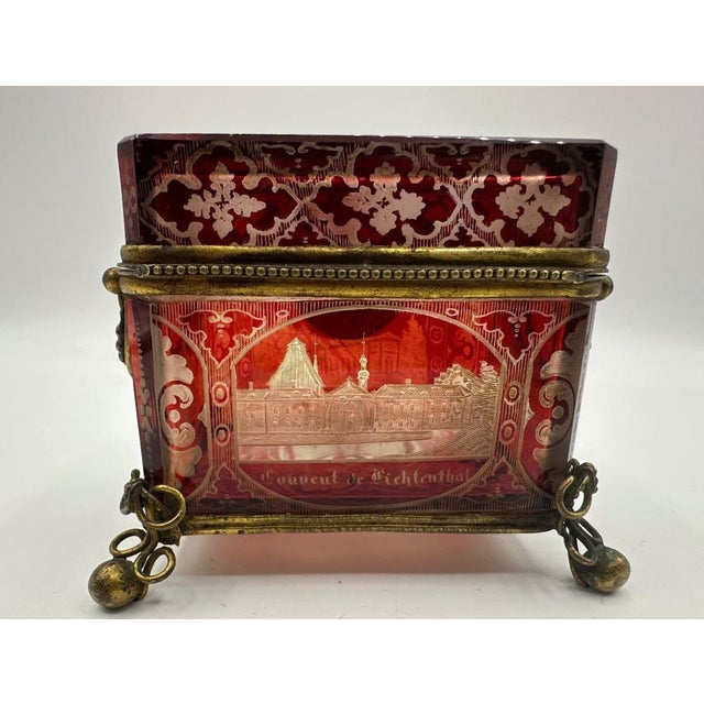 Bohemian Glass Jewelery Box, 1800s, in Flawless conditions. Designed before 1890