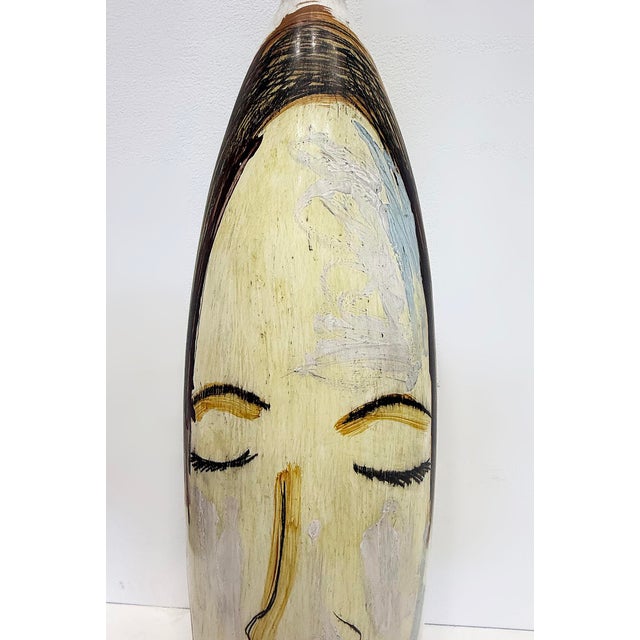 Huge Mexican Artist Yuri Zatarain Face Vase Painted on Both Sides, Oleo Series For Sale - Image 13 of 13