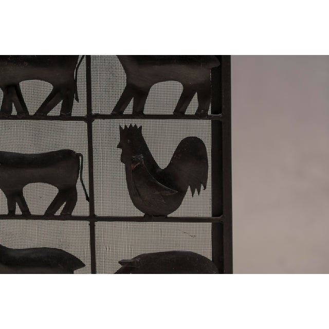 Black Fire Screen by Jean Touret for Les Artisans de Marolles, France, 1950s For Sale - Image 8 of 9