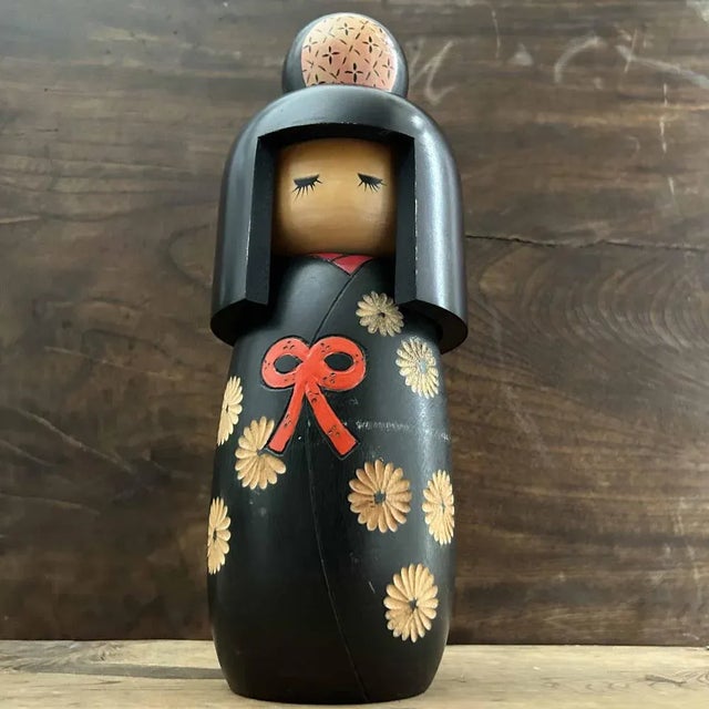 Black Vintage Sosaku Kokeshi Doll by Miyashita Hajime, Japan, 1970s For Sale - Image 8 of 8
