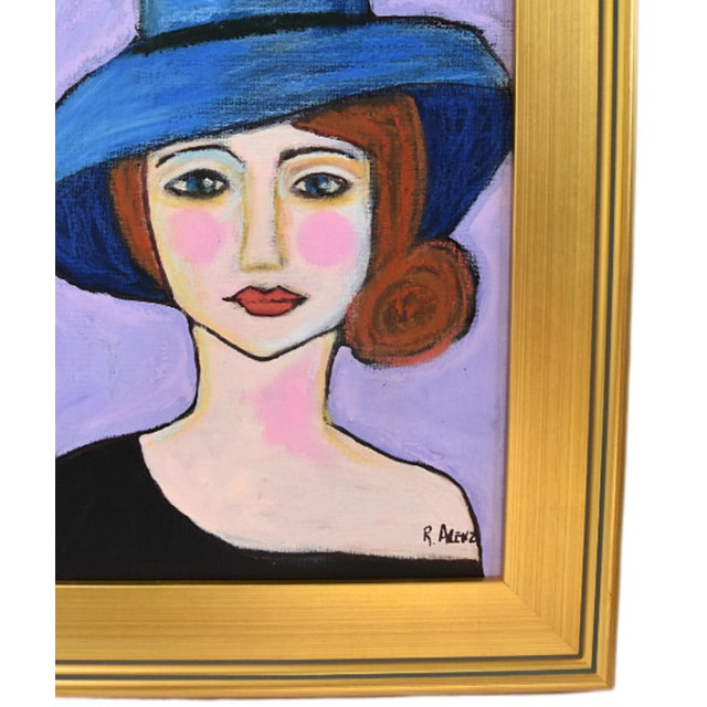Original one-of-a-kind contemporary portrait oil painting on artist canvas panel. The talented artist "Ruth Arenz” signed...