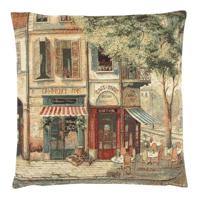Paris Scene IV Tapestry Cushion With Feather Filler - 46x46cm (18"x18") For Sale