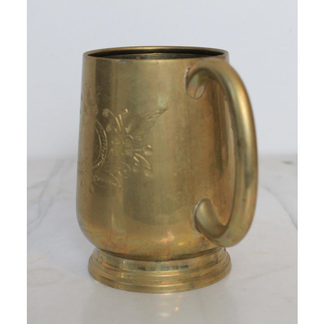 Mid-Century Modern Vintage Etched Brass Mug For Sale - Image 3 of 9