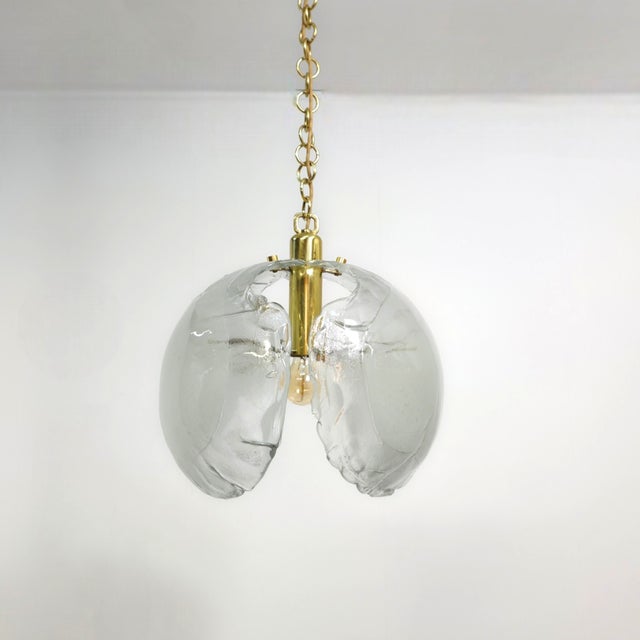 Brutalist Murano Glass Light with Brass Frame from Kaiser Leuchten, 1970s For Sale - Image 9 of 9