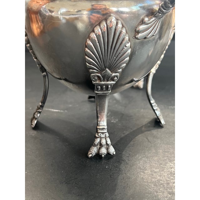 Antique Neoclassical French Silver-Plate Teapot Set Creamer & Sugar Box- 3 Pieces For Sale In Atlanta - Image 6 of 12