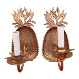 Vintage Hollywood Regency Pineapple Brass Wall Sconces – Pair For Sale