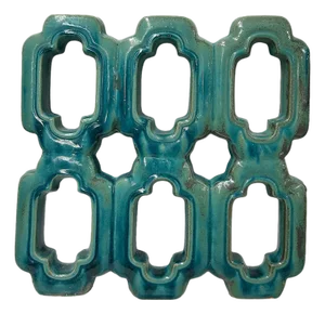 Chinese Rectangular Open Turquoise Mix Glaze Wall Floor Clay Tile