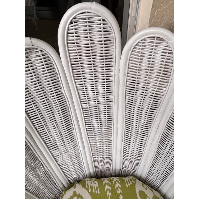 White Vintage Palm Frond, Fan-Back, Peacock Chair For Sale - Image 8 of 8