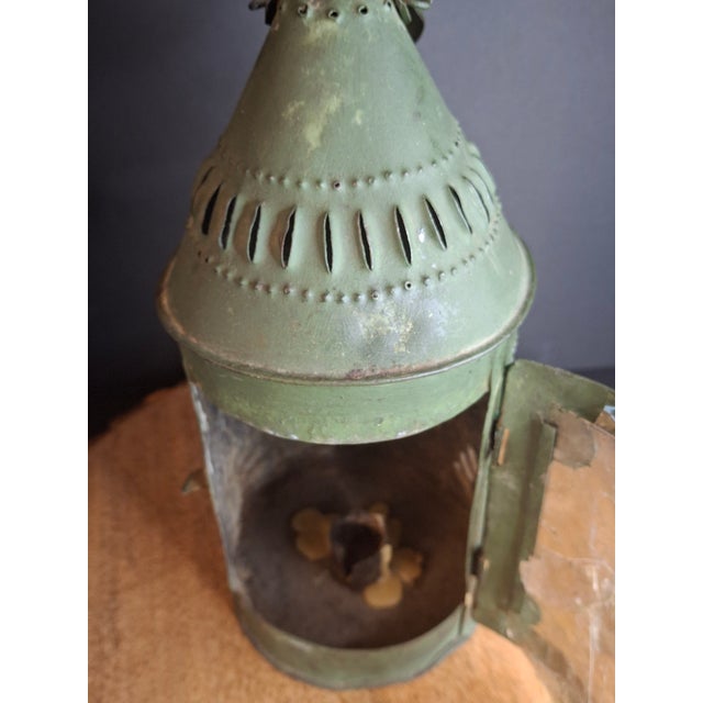 Antique Punched Tin Mica Window Lantern Matthew J King Collection 19thC Primitive For Sale - Image 4 of 18