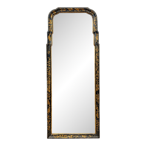 Black Lacquer Chinoiserie Georgian Style Wall Mirror Att. To Friedman Bros.