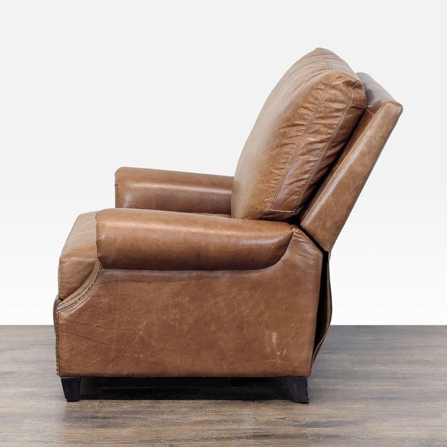 Pottery Barn Pottery Barn Brown Leather Recliner Lounge Chair For Sale - Image 4 of 9