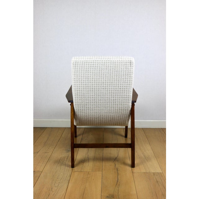 Cream Vintage Loft Armchair with Herringbone Natural Fabric, 1970s For Sale - Image 8 of 14