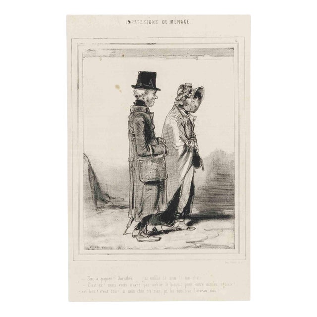 Paul Gavarni, Impressions of Ménage, Plate 17, Mid-19th Century, Lithograph For Sale