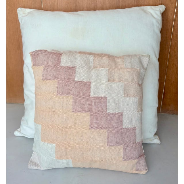 Two Hand Made Pastel Swedish Folk Art Pillows For Sale In Palm Springs - Image 6 of 9