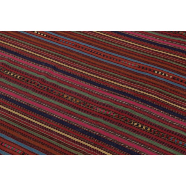 1950s Vintage Persian Kilim, Rich and Vibrant Polychromatic Stripes - Rug & Kilim For Sale - Image 5 of 8
